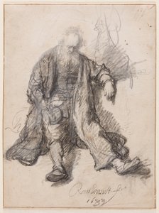 Old Man Seated (The Drunken Lot?), n. 1630-33 (kynä, liitu ja muste paperille) tekijältä Rembrandt Harmensz. van Rijn