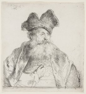 Vanha mies, jolla on jaettu turkislakka tekijältä Rembrandt van Rijn