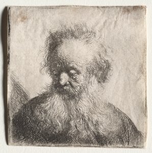 Vanha mies, jolla on juokseva parta: Bust tekijältä Rembrandt Harmensz. van Rijn