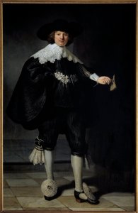 Maertens Soolmansin muotokuva Harmensz Van Rijn Rembrandtin maalaus (1606-1669) 1634 Yksityinen kokoelma - Maertens Soolmansin muotokuva. Harmensz Van Rijn Rembrandtin (1606-1669) maalaus tekijältä Rembrandt van Rijn
