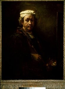 Omakuva maalaustelineessä. (öljy kankaalle tekijältä Rembrandt van Rijn