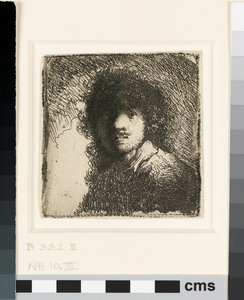 Omakuva paljaspää: rintakuva, n. 1629 (etsaus) tekijältä Rembrandt van Rijn