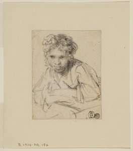 Tutkimus maalaukselle "Tyttö ikkunassa", ennen vuotta 1645 (grafiitti paperille) tekijältä Rembrandt van Rijn