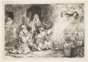 Enkeli lähtemässä Tobiaksen perheestä tekijältä Rembrandt van Rijn