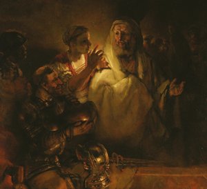 Pyhän Pietarin kieltäminen tekijältä Rembrandt van Rijn