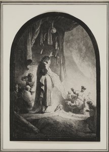 Lasaruksen herättäminen: Isompi levy, n. 1632 (etsaus) tekijältä Rembrandt van Rijn
