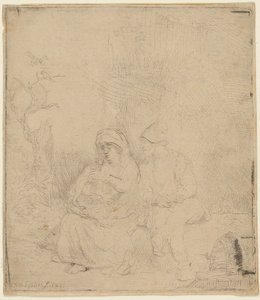 Loput lennossa Egyptiin: kevyesti syövytetty tekijältä Rembrandt Harmensz. van Rijn