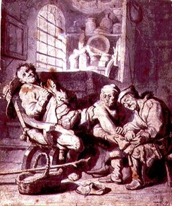 Nyrjähtynyt jalka (kynä ja muste, akvarelli paperille) tekijältä Rembrandt Harmensz. van Rijn