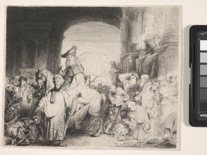 Mordokain voitto (etsaus ja kuivakärki) tekijältä Rembrandt Harmensz. van Rijn