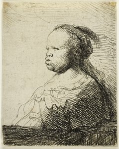 The White Negress, n. 1630 (etsaus paperille) tekijältä Rembrandt Harmensz. van Rijn