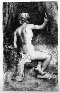 Nainen nuolen kanssa tekijältä Rembrandt van Rijn