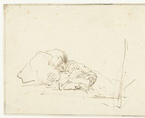 Saskia sairaana sängyssä tekijältä Rembrandt van Rijn (copy after)