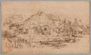 Amsteldijkin maatila luoteesta katsottuna tekijältä Rembrandt van Rijn