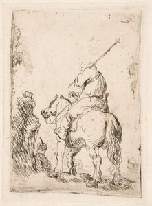 Turbanipäinen sotilas hevosen selässä tekijältä Rembrandt van Rijn