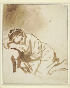 Nuori nainen nukkumassa Hendrickje Stoffelsissa, noin 1654 tekijältä Rembrandt van Rijn