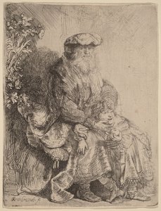 Abraham syleilee Iisakia tekijältä Rembrandt van Rijn