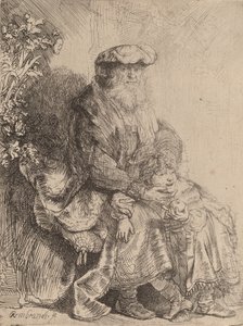 Abraham Hyväilevä Isaac, n. 1637. tekijältä Rembrandt van Rijn