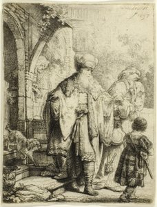 Abraham karkotti Hagarin ja Ismaelin tekijältä Rembrandt van Rijn