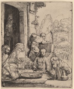 Abraham viihdyttää enkeleitä tekijältä Rembrandt van Rijn
