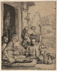 Abraham viihdyttää enkeleitä tekijältä Rembrandt van Rijn