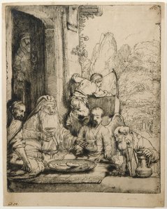 Abraham viihdyttää enkeleitä tekijältä Rembrandt van Rijn