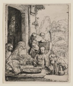 Abraham viihdyttää enkeleitä tekijältä Rembrandt van Rijn