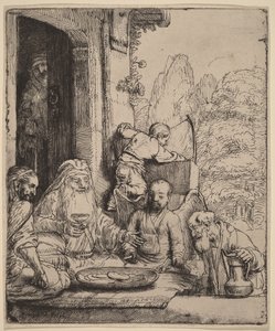 Abraham viihdyttää enkeleitä tekijältä Rembrandt van Rijn