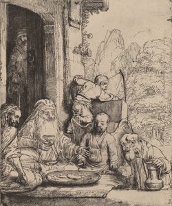 Abraham viihdyttämässä enkeleitä, 1656. tekijältä Rembrandt van Rijn
