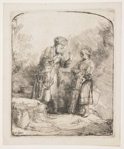 Abraham ja Iisak, 1645 tekijältä Rembrandt van Rijn
