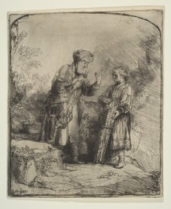 Abraham ja Iisak, 1645. tekijältä Rembrandt van Rijn