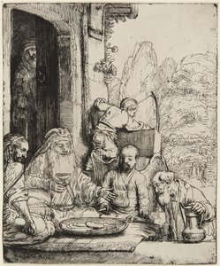 Abraham viihdyttää enkeleitä tekijältä Rembrandt van Rijn