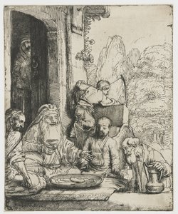 Abraham viihdyttää enkeleitä tekijältä Rembrandt van Rijn