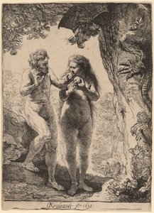 Aatami ja Eeva tekijältä Rembrandt van Rijn