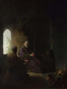 Anna ja sokea Tobit. Noin 1630 tekijältä Rembrandt van Rijn