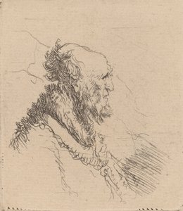 Kalju vanha mies, jolla on lyhyt parta profiilissa, c. 1635. tekijältä Rembrandt van Rijn
