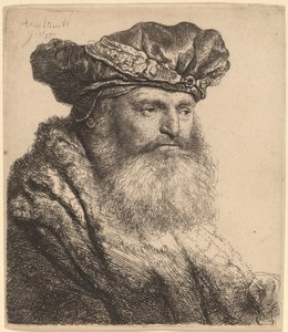 Parrakas mies samettilakissa jalokivilukolla tekijältä Rembrandt van Rijn