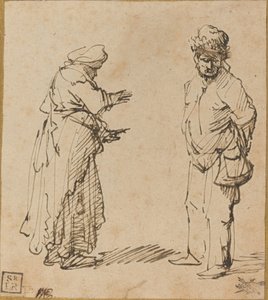 Kerjäläinen mies ja nainen tekijältä Rembrandt van Rijn