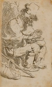 Kerjäläinen lämmittää käsiään tekijältä Rembrandt van Rijn