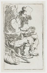 Kerjäläinen lämmittää käsiään tekijältä Rembrandt van Rijn