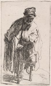 Puujalkainen kerjäläinen, n.1630. tekijältä Rembrandt van Rijn