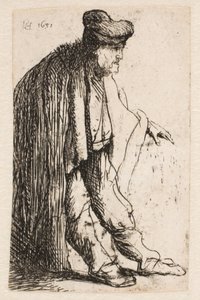 Kerjäläinen, joka ojentaa vasenta kättään tekijältä Rembrandt van Rijn