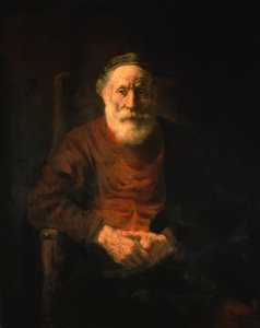 Muotokuva vanhasta miehestä punaisessa kaapussaan tekijältä Rembrandt van Rijn