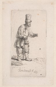 Talonpoika nojaa kepille tekijältä Rembrandt van Rijn