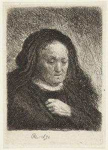 Rembrandtin äidin rintakuva tekijältä Rembrandt van Rijn