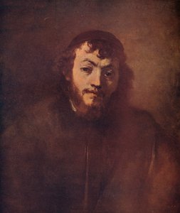 Rintakuva parrakkaasta nuoresta miehestä, jolla on pääkallohattu, 1663 tekijältä Rembrandt van Rijn