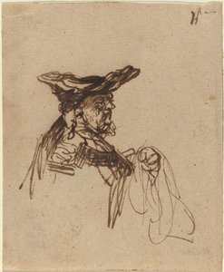 Ikääntyneen miehen rintakuva litteässä lippaassa tekijältä Rembrandt van Rijn