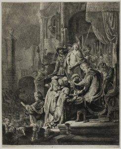 Kristus Pilatuksen edessä: Iso lautanen tekijältä Rembrandt van Rijn