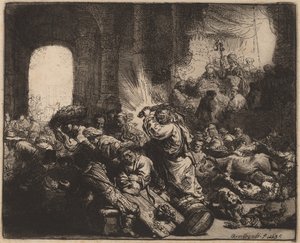 Kristus ajoi rahanvaihtajat temppelistä tekijältä Rembrandt van Rijn