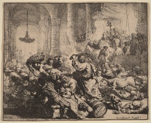 Kristus ajaa rahanvaihtajat temppelistä tekijältä Rembrandt van Rijn