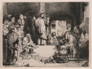 Christ Preaching (Pieni hauta) tekijältä Rembrandt van Rijn